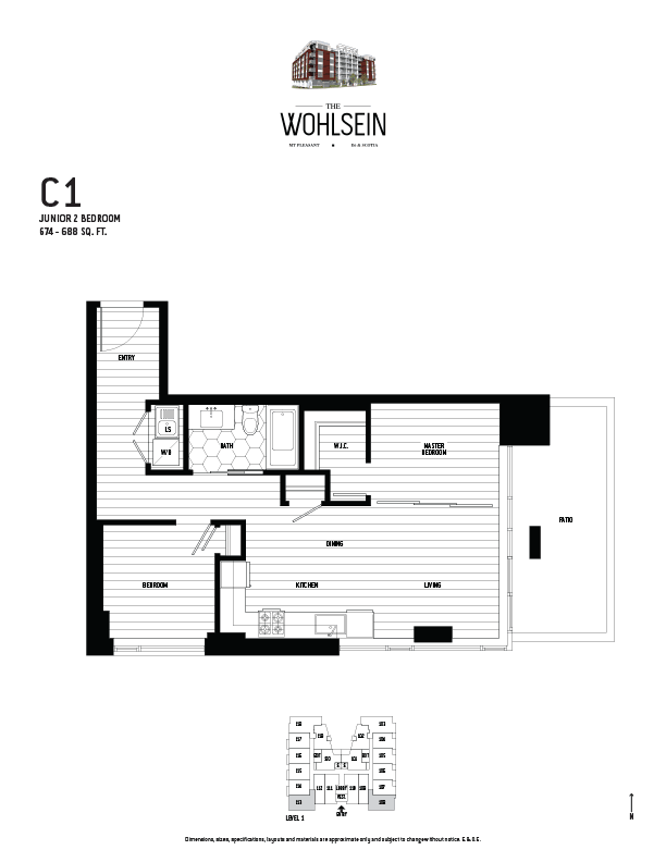 Wohlsein by Jameson Development Corp Junior 2 Bedroom C1 Floor Plan