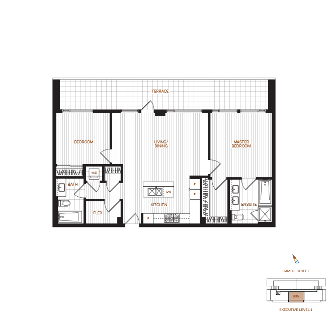 Livingstone House by Intercorp Projects Ltd. Floor Plan 605 2 Bedroom+Den/Flex