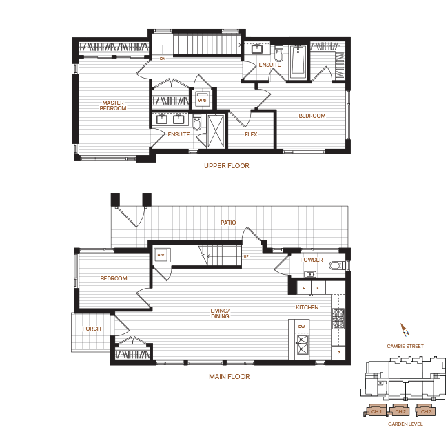 Livingstone House by Intercorp Projects Ltd. Floor Plan CH Townhome 3 Bedroom+Flex