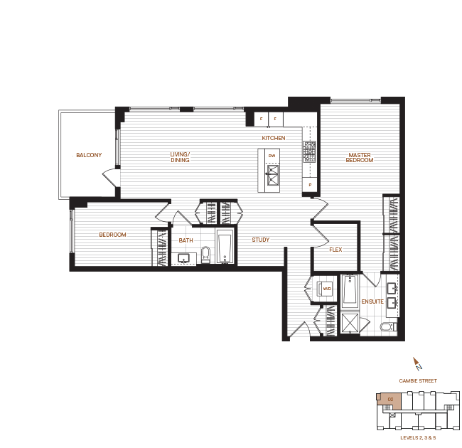 Livingstone House by Intercorp Projects Ltd. Floor Plan F1-02 2 Bedroom+Study+Flex