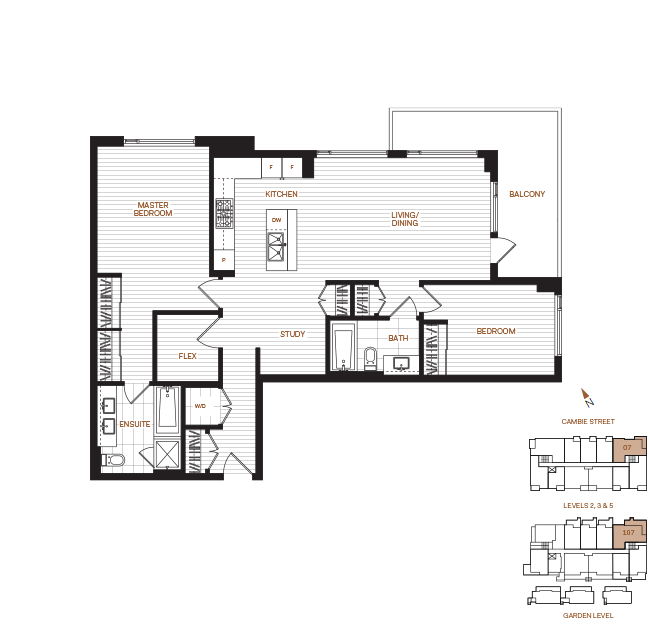 Livingstone House by Intercorp Projects Ltd. Floor Plan F1-07 2 Bedroom+Study+Flex